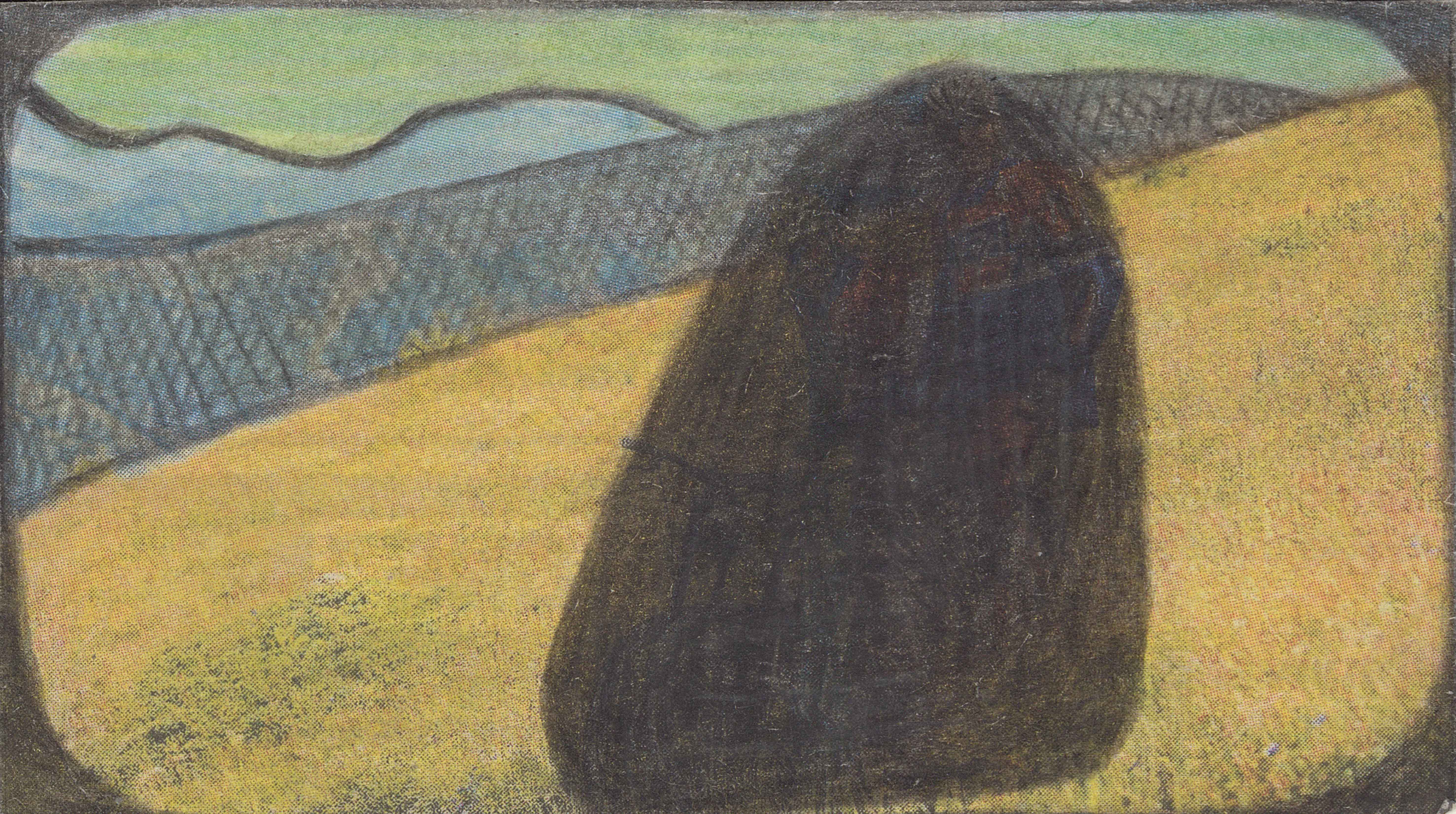 LEOPOLD STROBL, Sin título 2021, 5.4 x 9.6 cm, lápiz, lápices de colores sobre papel periódico, montado sobre papel. Cortesía galería gugging